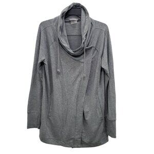 Shambhala Women's Gray‎ Spacedye Jersey Knit Asymmetrical Wrap Cowl Cardigan M